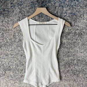 We The Free White Ribbed Tank Top